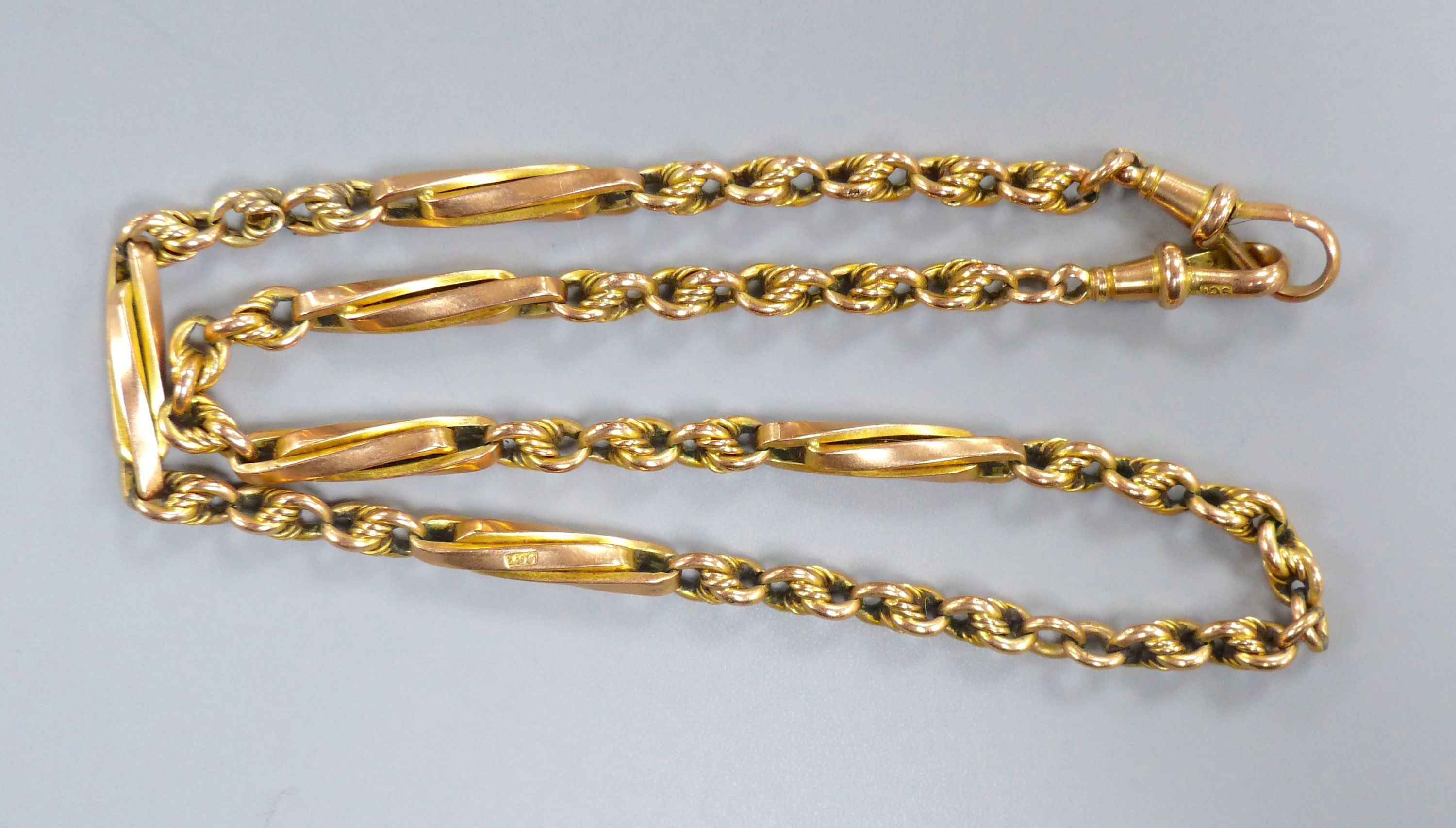 A 9ct gold fancy link necklet, 41cm, 17.2 grams.